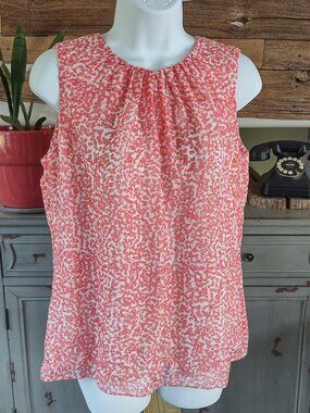 Anne Klein Sleeveless Floral Silk Top Size 8